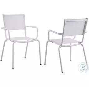 Ventura White Stackable Outdoor Arm Chair Set of 4