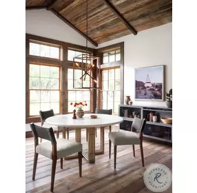 Mia Parchment White Round Dining Table