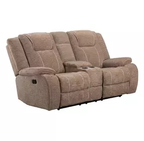 Bruno Plush Tobacco 80" Reclining Loveseat with Console and USB Charging