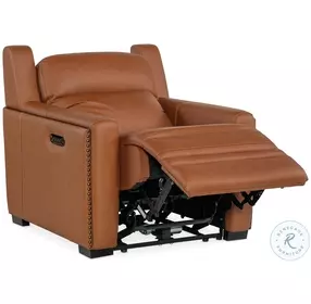 McKinley Candid Spice Leather Power Recliner with Power Headrest And Lumbar