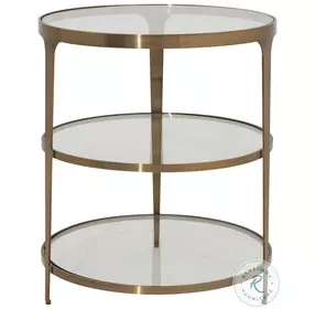 Vienna Antique Brass Three Tier Glass Top Round End Table