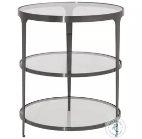Vienna Gunmetal Three Tier Glass Top Round End Table