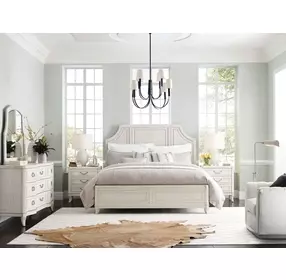 Harmony Eggshell 9 Drawer Emelie Dresser with Arched Angeline Mirror