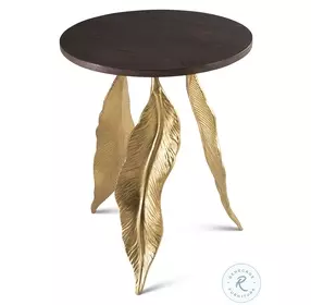 Verna Walnut And Gold Leaf Accent Table