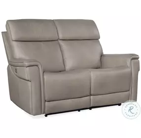 Lyra Sahara Ash Leather Zero Gravity Power Reclining Loveseat With Power Headrest