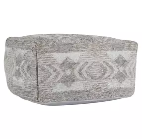 Performance Caravan Gray and Cream Square Outdoor Pouf