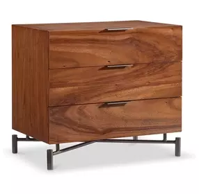 Brasea Lume and Tungsten 3 Drawer Nightstand with USB Charging