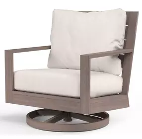 Laguna Canvas Natural Upholstered Outdoor Swivel Rocker Club Chair