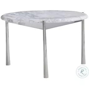 Arris Polished Stainless Steel and Arabescato Small Occasional Table Set