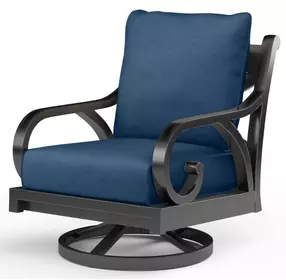 Monterey Spectrum Indigo Upholstered Outdoor Swivel Rocker Club Chair with Self Welt