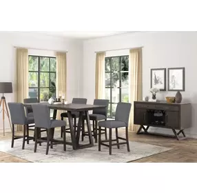 High Line Gray Upholstered Counter Height Chair Set of 2