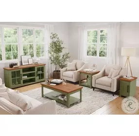 Vineyard Sage Green And Fruitwood 1 Drawer File Cabinet