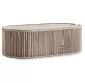 Trellis Brown and Beige Oval Outdoor Cocktail Table