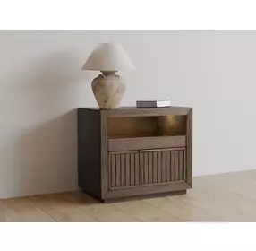 Athens Chocolate Brown 1 Drawer Open Nightstand with USB Charging
