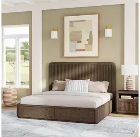 Athens Chocolate Brown King Storage Panel Bed