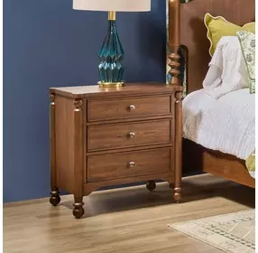 Azalea Walnut 3 Drawer Nightstand with USB Charging