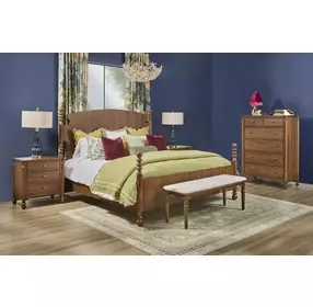 Azalea Oatmeal Performance Fabric Upholstered Dining Bench