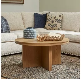Waterfall Light Oak Round Coffee Table