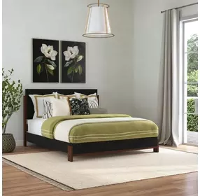 Waterfall Dark Brown and Deep Ebony King Panel Bed