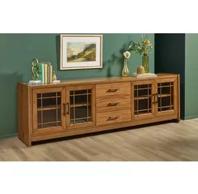 Lincoln Warm Walnut 92" TV Stand with USB Charging