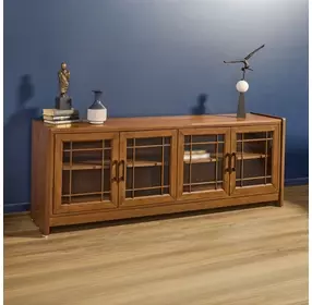 Lincoln Warm Walnut 76" TV Stand with USB Charging