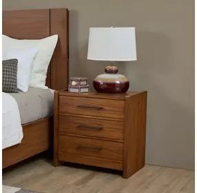 Lincoln Warm Walnut 3 Drawer Nightstand with USB Charging
