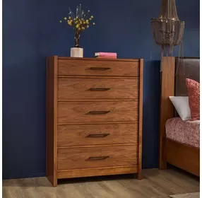 Lincoln Warm Walnut 5 Drawer Chest