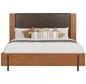 Lincoln Warm Walnut and Rich Brown Upholstered Platform Bedroom Set