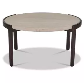 Palette Brown and White Round Stone Top Occasional Table Set