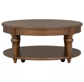 Bellevue Whiskey Brown Round Occasional Table Set with Casters