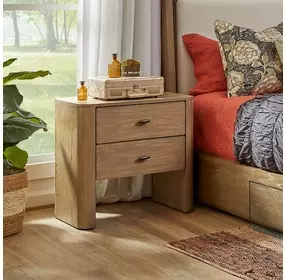 Normandy Warm Driftwood 2 Drawer Nightstand with USB Charging