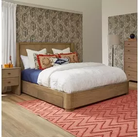 Normandy Warm Driftwood King Storage Panel Bed