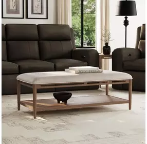 Verona Cream and Medium Brown Performance Fabric Upholstered Rectangular Occasional Table Set