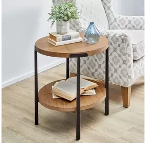 Millwork Rustic Umber and Black Round End Table
