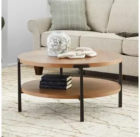 Millwork Rustic Umber and Black Round Occasional Table Set