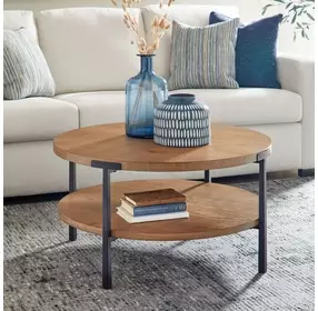 Millwork Rustic Umber and Black Round Coffee Table