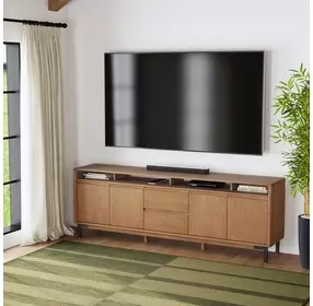 Millwork Rustic Umber and Black 92" TV Stand with USB Charging