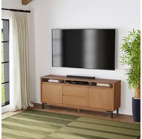 Millwork Rustic Umber and Black 76" TV Stand with USB Charging