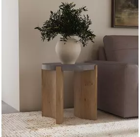 Eclipse Brown and Blue Round Stone Top End table