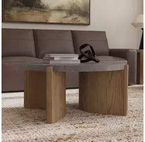 Eclipse Brown and Blue Round Stone Top Coffee table