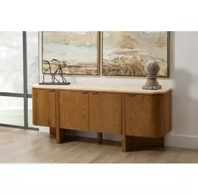 Eclipse Brown and White 4 Door Stone Top Sideboard