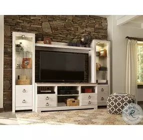 Willowton Whitewash 103" 4 Piece Entertainment Center