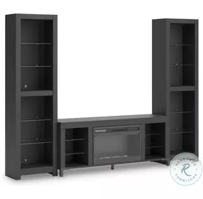 Cayberry Black 3 Piece Entertainment Center with Electric Fireplace