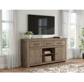 Garistyn Natural Rustic 73" XL TV Stand with Fireplace Option