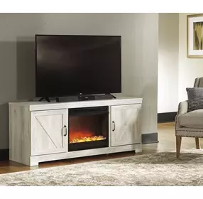 Bellaby Whitewash 63" TV Stand with Electric Fireplace