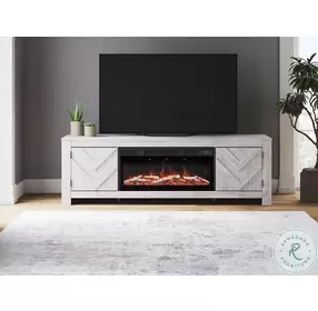 Cayboni Whitewash 71" TV Stand with Electric Fireplace