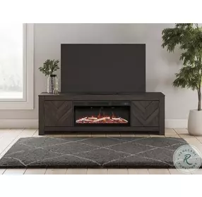 Cayboni Black 71" TV Stand with Electric Fireplace