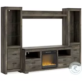Trinell Brown 4 Piece Entertainment Center with Infrared Fireplace