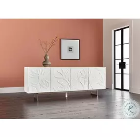 Skylark White And Gold Metal Four Door Credenza