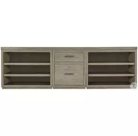 Linville Falls Soft Smoked Gray 96" Credenza with File and Two Open Desk Cabinets Credenza